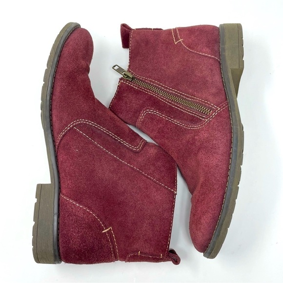 Montana Artisan-Crafted Burgundy Leather/Suede Ankle Booties – Size 6.5 - Picture 4 of 9
